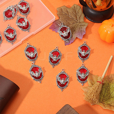12Pcs Vampire Bat Shaped Alloy Enamel Pendants ENAM-CA0001-87A-1