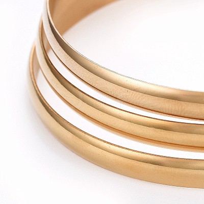 Ion Plating(IP) 7Pcs Fashion 304 Stainless Steel Flat Plain Bangles BJEW-L664-024D-G01-1