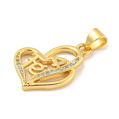 Rack Plating Brass Micro Pave Clear Cubic Zirconia Pendants KK-B091-49G-02-1