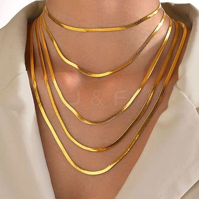 304 Stainless Steel Snake Chain Necklaces for Women WG80FEF-06-1