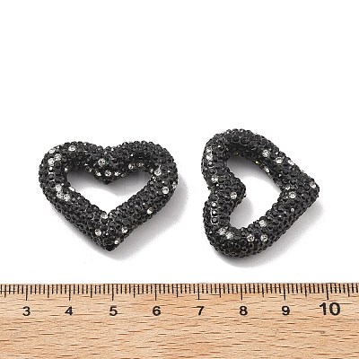 Heart Shape Polymer Clay Rhinestone Beads CLAY-NH0001-09B-05-1