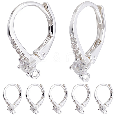 10Pcs Brass Cubic Zirconia Leverback Earring Findings KK-BBC0024-29-1