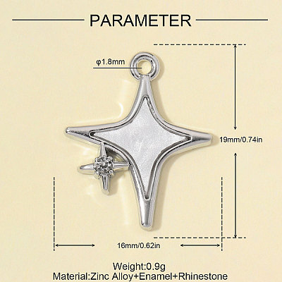 Zinc Alloy with Crystal Rhinestone & White Enamel Pendants RB-OY001-38P-1