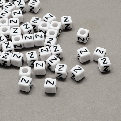 Large Hole Acrylic Letter European Beads SACR-Q103-8mm-01Z-1