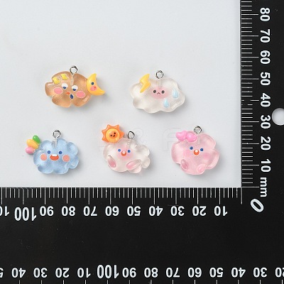 25Pcs 5 Styles Translucent Resin Pendants RESI-CJ0003-07-1
