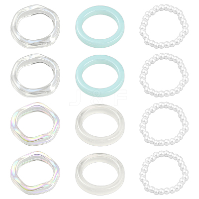 4 Sets 2 Colors Acrylic Finger Rings for Women RJEW-GO0001-23-1