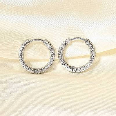Non-Tarnish 304 Stainless Steel Grooved Hoop Earrings EJEW-M218-01B-P-1