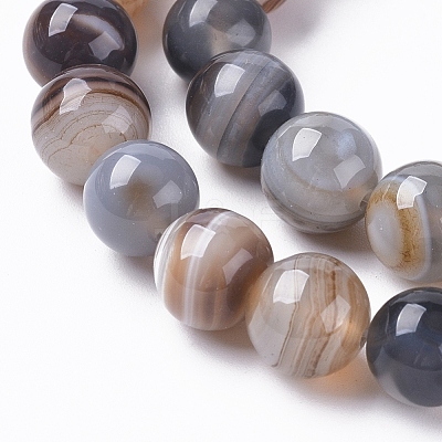 Natural Striped Agate/Banded Agate Beads Strands G-G582-10mm-57-1