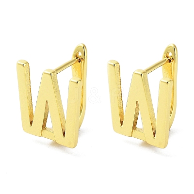 Brass Letter Stud Earrings for Women EJEW-A038-01W-G-1