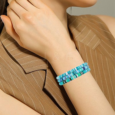 15Pcs Polymer Clay Bracelets BJEW-SW001594-1