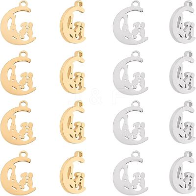16Pcs 2 Colors Valentine's Day 304 Stainless Steel Charms STAS-UN0030-74-1