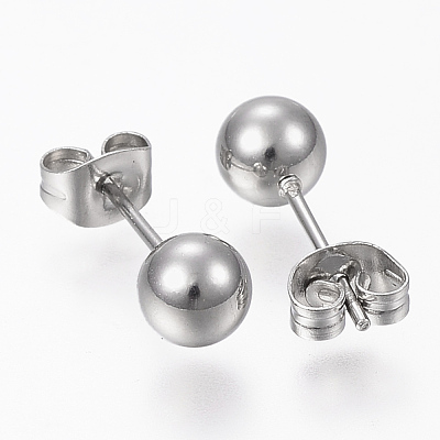 Tarnish Resistant 201 Stainless Steel Ball Stud Earrings STAS-P179-02P-8mm-1