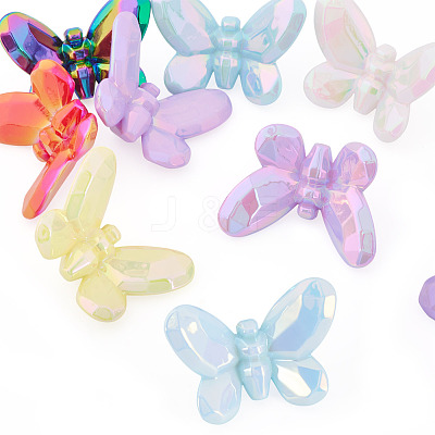 10Pcs UV Plating Opaque Acrylic Beads OACR-TA0004-09-1