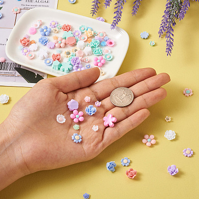 700Pcs 7 Styles Opaque Resin Cabochons CRES-CD0001-07-1