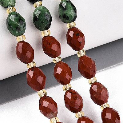 Natural Ruby in Zoisite & Red Jasper & Flower Opal Beads Strands G-T144-21B-01-1
