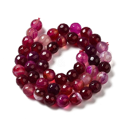 Natural Striped Agate/Banded Agate Beads Strands G-A246-8mm-13-1