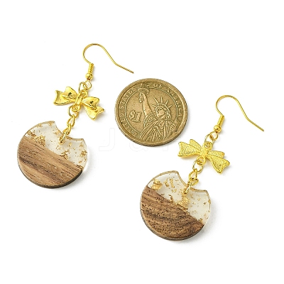Resin & Walnut Wood Dangle Earrings EJEW-JE05507-03-1