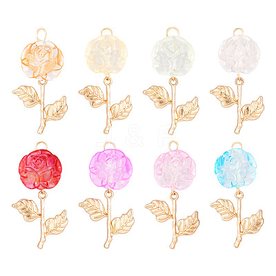 16Pcs 8Styles Transparent Acrylic Pendants PALLOY-TA00122-1