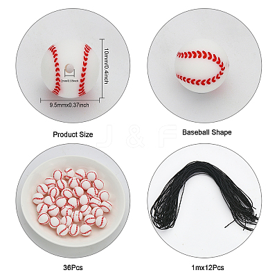 DIY Baseball Shape Beaded Bracelet Making Kit DIY-CA0005-06-1