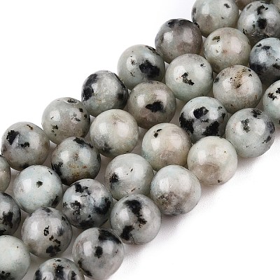 Natural Sesame Jasper/Kiwi Jasper Bead Strands G-R345-8mm-36-1