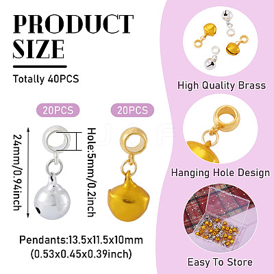 40Pcs 2 Colors Brass Pendants KK-TA0003-22-1