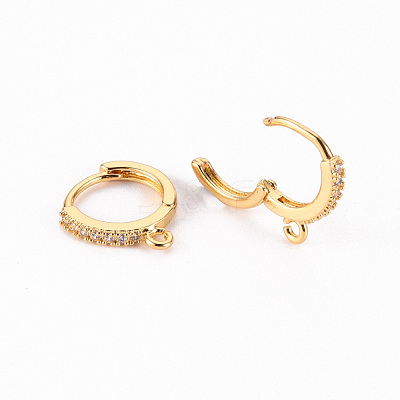 Brass Micro Pave Clear Cubic Zirconia Hoop Earring Findings ZIRC-S068-009B-NF-1