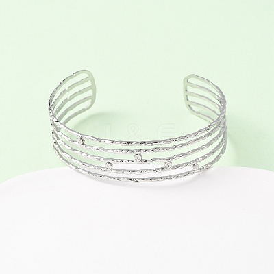 304 Stainless Steel Multi-strand Cuff Bangles for Women BJEW-B156-01-1