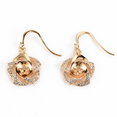 Brass Micro Pave Clear Cubic Zirconia Earring Hooks KK-S263-263-NF-1