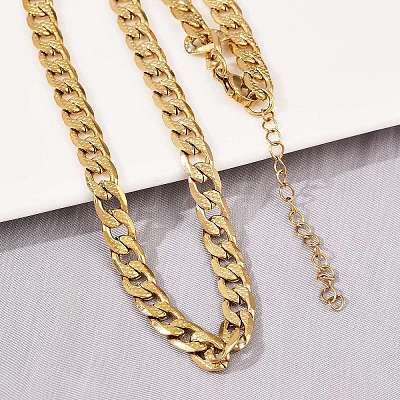 6MM 304 Stainless Steel Cuban Link Chain Necklaces for Women NJEW-G177-01G-1