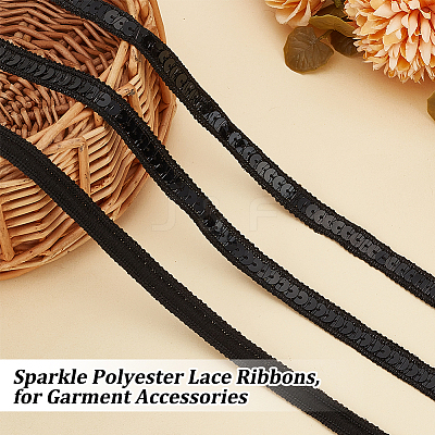 Sparkle Polyester Lace Ribbons OCOR-WH0090-67D-1