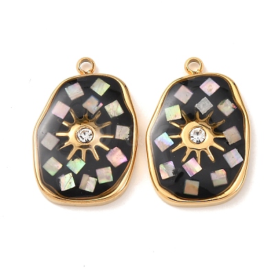304 Stainless Steel Enamel Pendants STAS-F352-04B-02-1