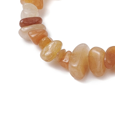 Natural Red Aventurine Chips Stretch Bracelets for Women Men BJEW-JB11341-02-1