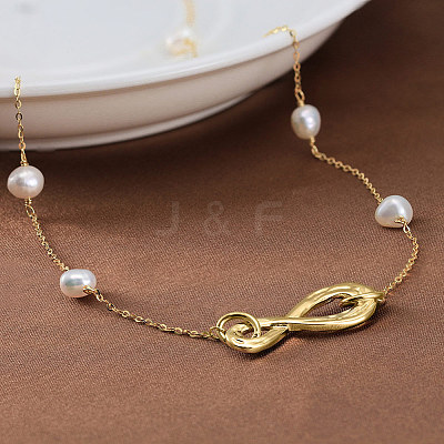 925 Sterling Silver with Natural Pearl Beads Necklaces NJEW-Z030-04G-1