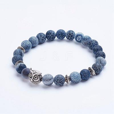 Natural Weathered Agate Beaded Stretch Bracelets BJEW-P072-K01-1
