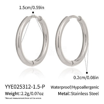 304 Stainless Steel Huggie Hoop Earrings for Women GR9460-3-1