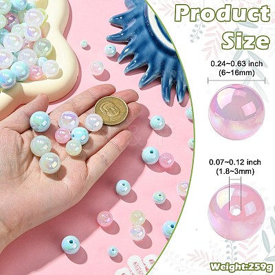 250G UV Plating Rainbow Iridescent Opaque Acrylic Beads PACR-CJ0001-38A-1