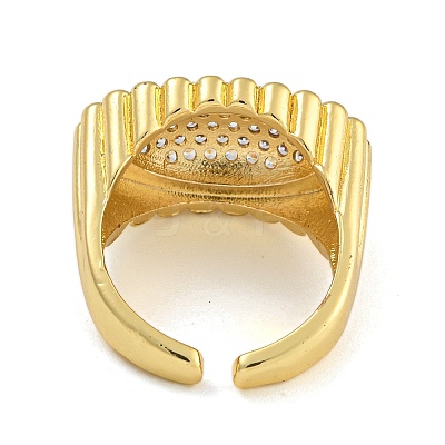 Oval Brass Micro Pave Cubic Zirconia Cuff Rings RJEW-P127-10G-1