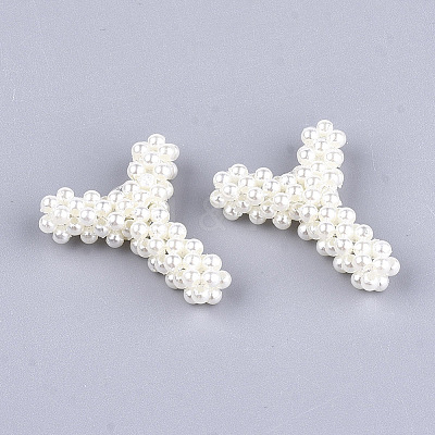 Handmade ABS Plastic Imitation Pearl Woven Beads FIND-T039-18-Y-1