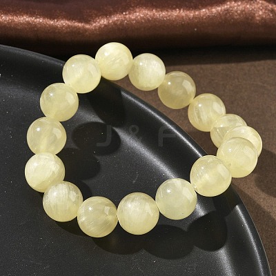 Natural Golden Silk Jade Round Beaded Stretch Bracelets for Women BJEW-F535-01E-1