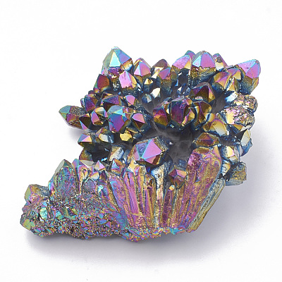 Electroplate Natural Druzy Quartz Crystal Decorations G-S299-114C-1