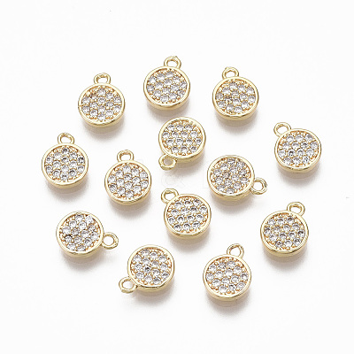 Brass Micro Pave Clear Cubic Zirconia Charms KK-R134-015-NF-1