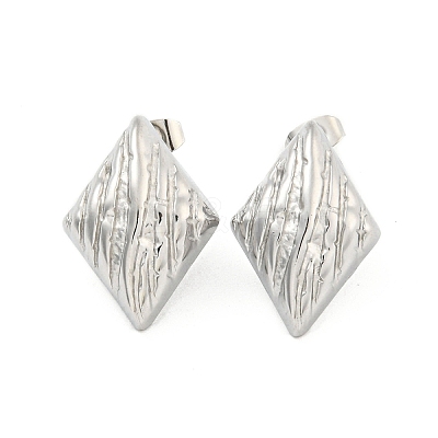 Non-Tarnish Rhombus 304 Stainless Steel Ear Studs EJEW-L290-008P-1