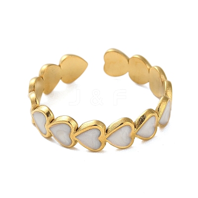 Real 18K Gold Plated 304 Stainless Steel Enamel Cuff Rings LS-RJEW-M171-14G-01-1