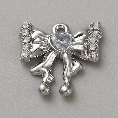 White Series Love Bow Alloy Acrylic Pendant PALLOY-WH0115-01P-11-1