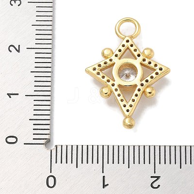 Rack Plating Brass Micro Pave Clear Cubic Zirconia Pendants KK-L224-008G-1