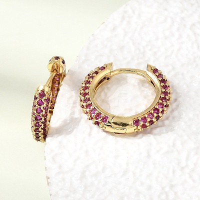 Brass Micro Pave Cubic Zirconia Hoop Earrings KK-CBA8324-24G-02-1