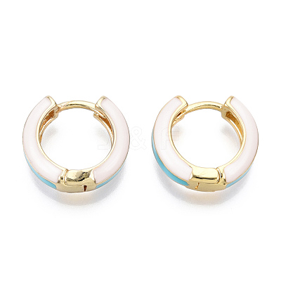 Brass Huggie Hoop Earrings EJEW-S209-07C-1