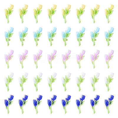 100Pcs 5 Colors Luminous & Two Tone Resin Decoden Cabochons RESI-TA0003-90-1