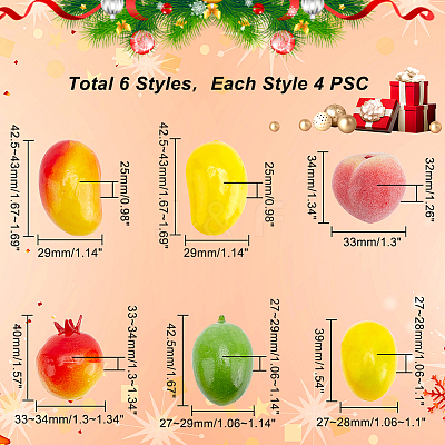 24Pcs 6 Style Mini Foam Artificial Fruit DIY-PH0009-62-1