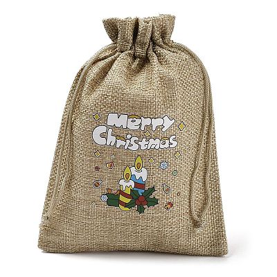 Christmas Printed Burlap Packing Pouches Drawstring Bags ABAG-Q053-02B-02-1